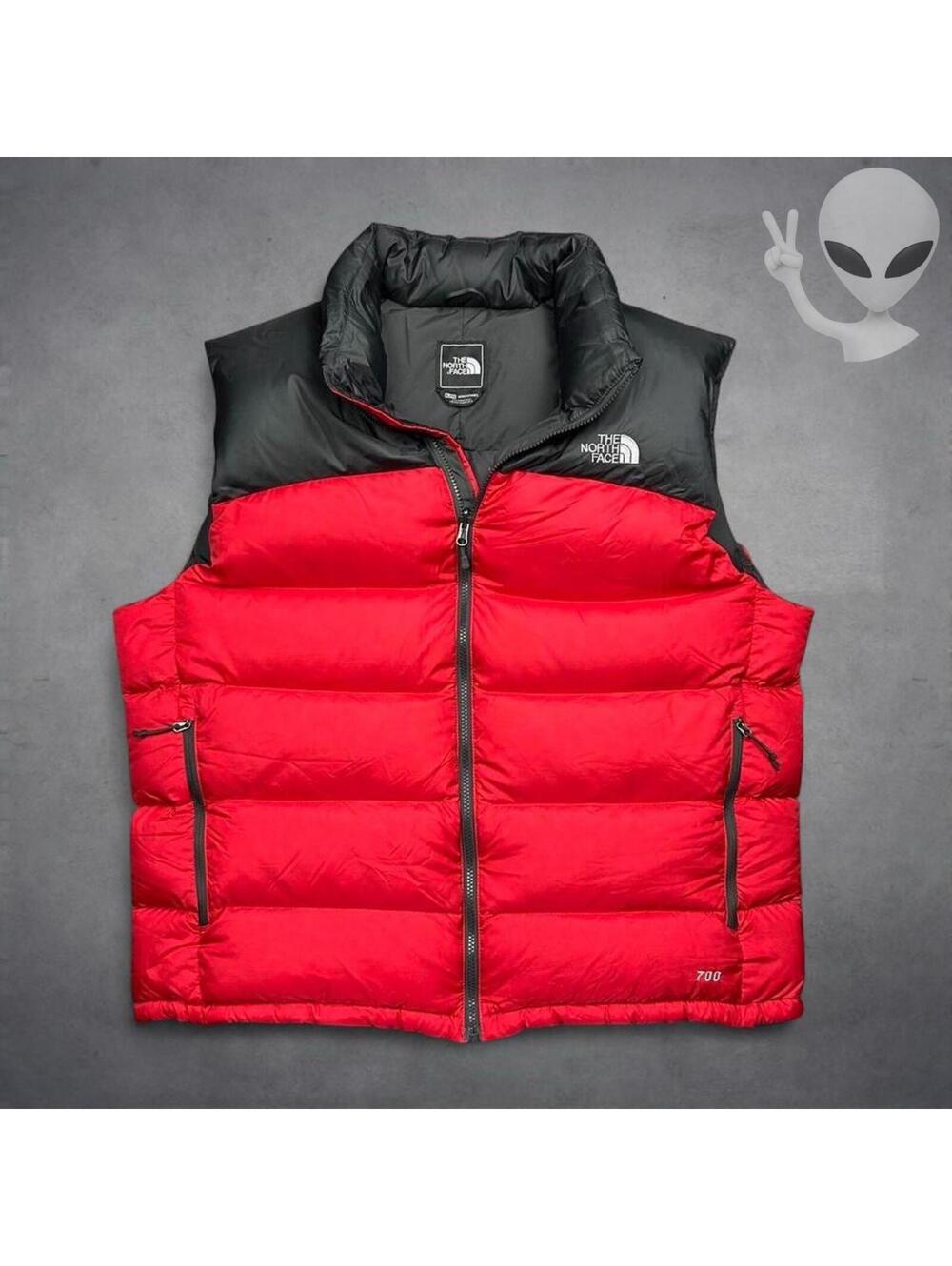 The North Face 1996 Retro Nuptse 700 Down Puffer Vest Mens XL Red Black Puffer